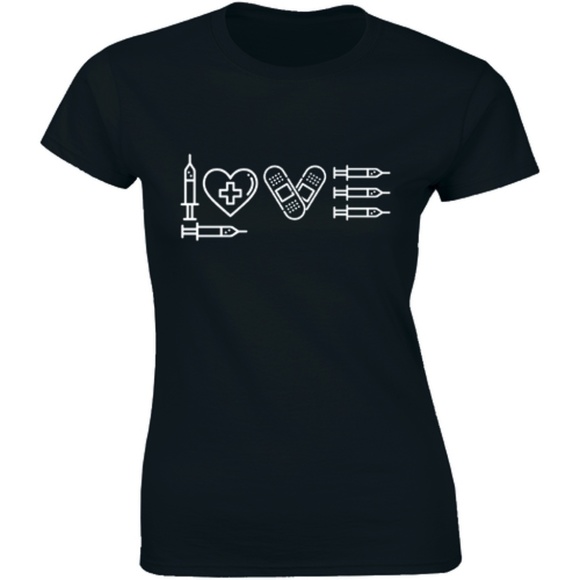 Half It Tops - Love Injections Funny Nursing Injection T-shirt Half It Tops - Love Injections Funny Nursing Injection T-shirt